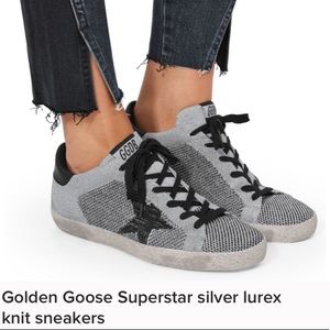 Golden Goose DB Lurex Knit Silver/Blk Sz8 Like New